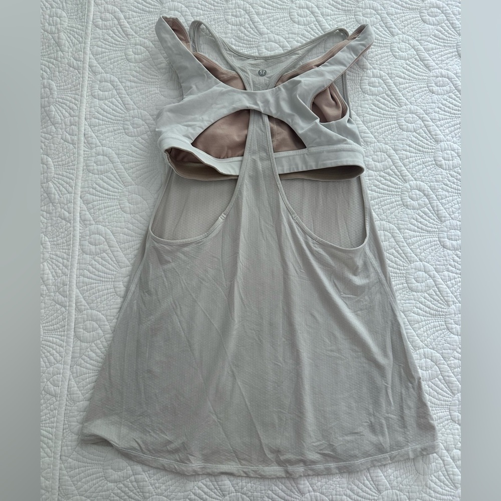 lululemon athletica Beige and Gray Tank Top